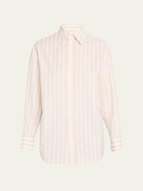 SAINT LAURENT Long-Sleeve Stripe Button-Down Blouse