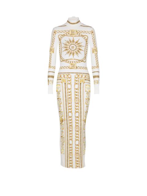 Balmain Long printed bodycon dress with Balmain Foulard pattern