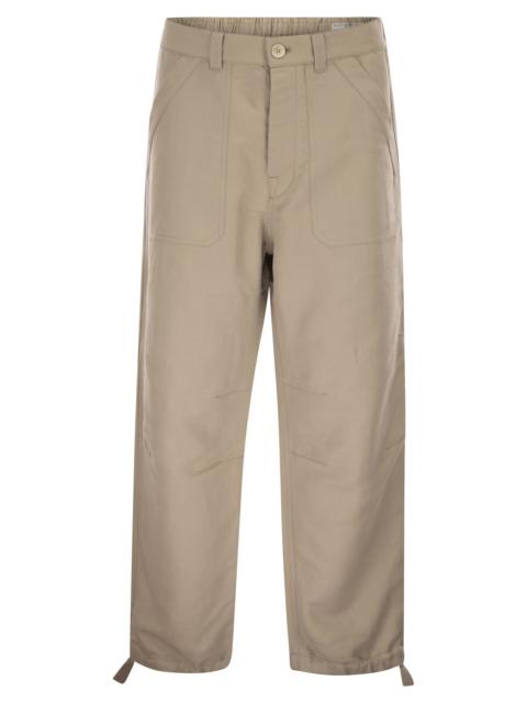 Brunello Cucinelli Brunello Cucinelli Men Cotton And Linen Drill Trousers With Patch Pockets And Drawstring
