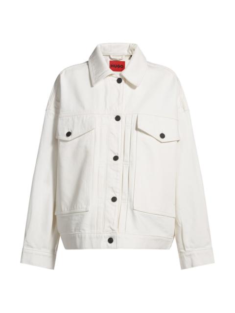 HUGO OVERSIZE-FIT JACKET IN WHITE RIGID DENIM