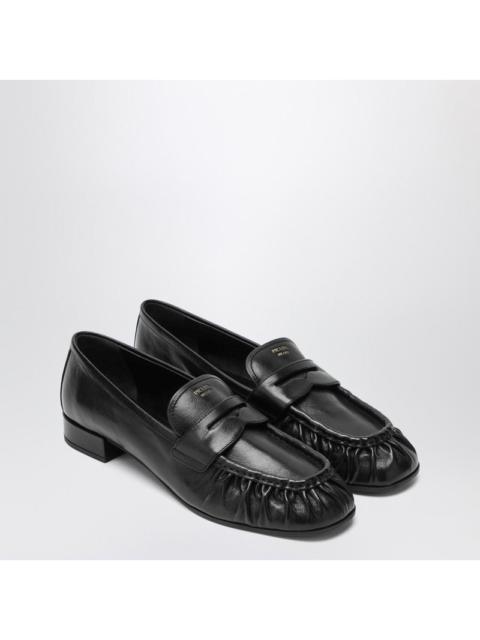 Prada Prada Black Ruched Loafers With Logo Women
