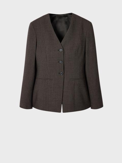 Paul Smith Women's Brown Houndstooth Collarless Tailored Jacket