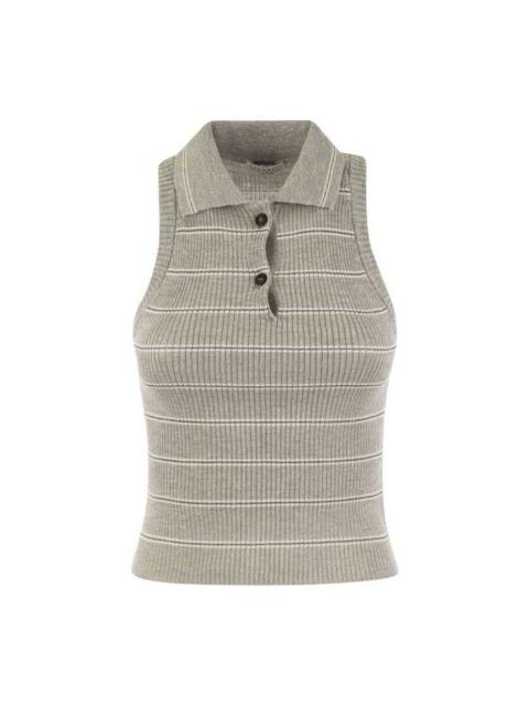 Brunello Cucinelli Brunello Cucinelli Wolight Grey Ribbed Sleeveless Sweater