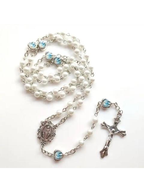 Other Designers Jewelry - White Rosary Catholic Necklace