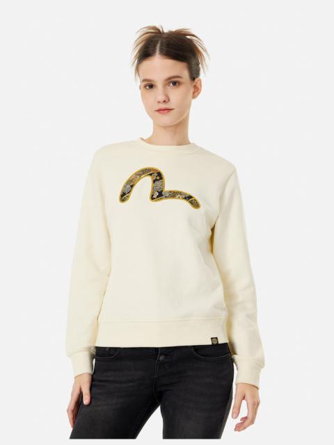 EVISU SEAGULL BROCADE APPLIQUÉ AND LOGO EMBROIDERY REGULAR FIT SWEATSHIRT
