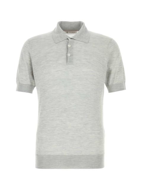 Brunello Cucinelli Brunello Cucinelli Men Grey Silk Blend Polo Shirt