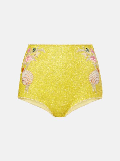 CLIO PEPPIATT Marina embellished high-rise micro shorts