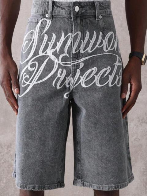 Other Designers Washed Denim Jeans Drip Drill Shorts Jorts