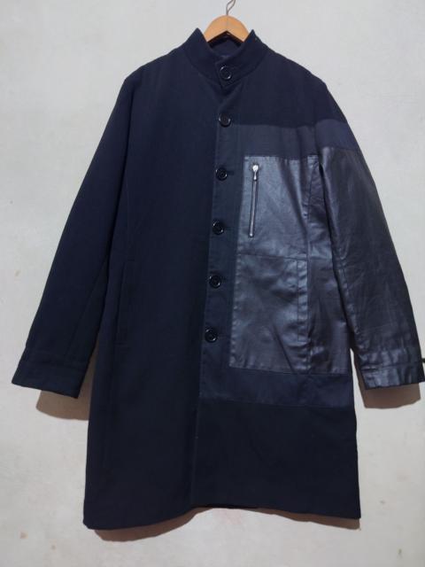 Dirk Bikkembergs Dirk Bikkembergs Panelled Wool and Leather Coat