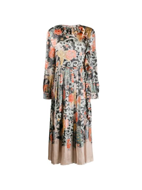Valentino Valentino Garavani Oriental Print Satin Dress