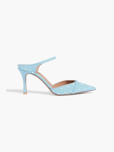 MALONE SOULIERS Uma 80 faux pearl-embellished faille mules