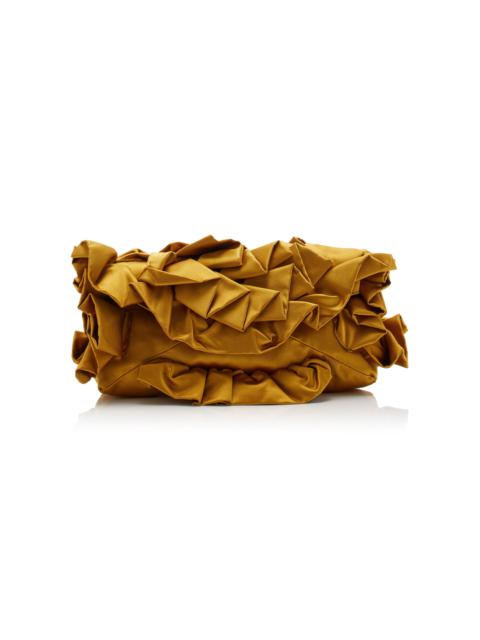 Ruffled Satin Envelope Clutch yellow