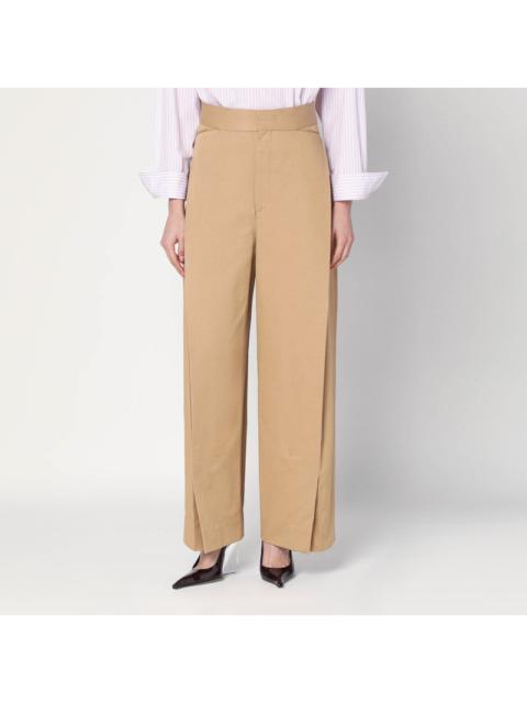 Victoria Beckham Wide beige trousers in cotton