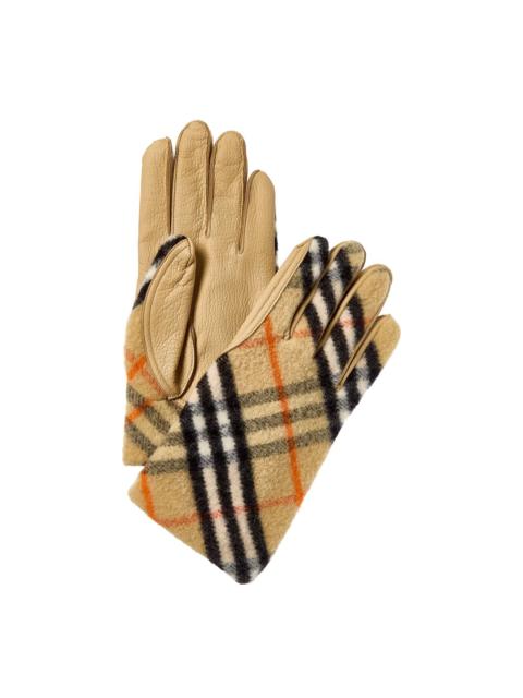 Burberry Burberry Check Wool & Leather Gloves