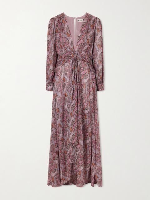 RIXO Meera Gathered Paisley-print Chiffon Maxi Dress