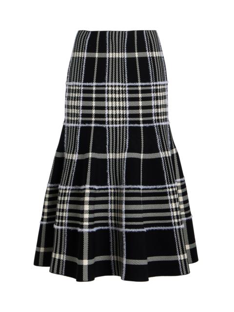 BRANDON MAXWELL The Rory Plaid-Jacquard Midi Skirt black