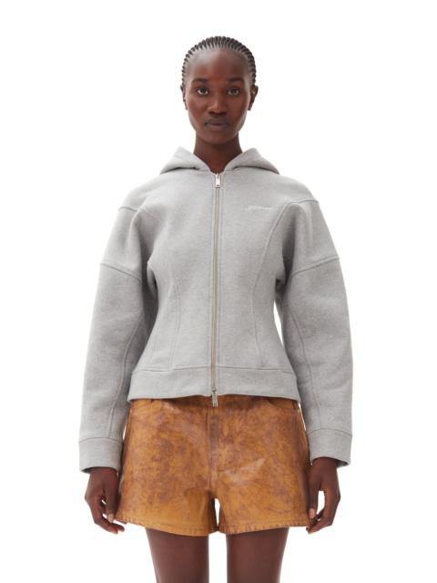 GANNI GREY FLEECE ZIP HOODIE