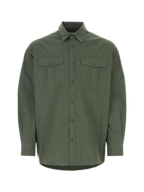EMPORIO ARMANI Olive green poplin shirt