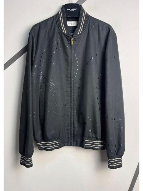 SAINT LAURENT Saint Laurent Black Galaxy Print Teddy Bomber Jacket