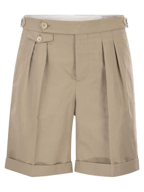 Brunello Cucinelli Brunello Cucinelli Men Cotton And Linen Panama Bermuda Shorts