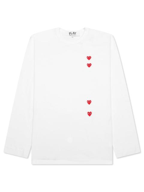 Comme des Garçons PLAY LOGO PRINT ANY HEART L/S T-SHIRT - WHITE