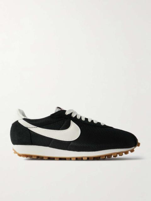 LD-1000 suede and leather-trimmed mesh sneakers Black