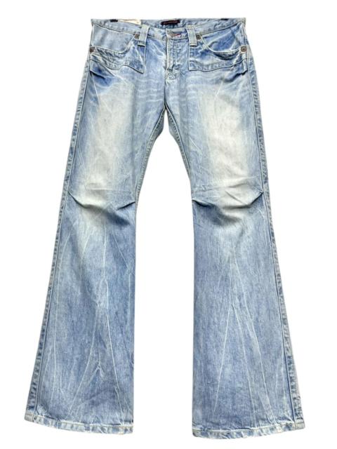 Blue Blue Japan 🔥LIGHT ACID WASH Clawmark Whisker Distressed Lowrise FLARE