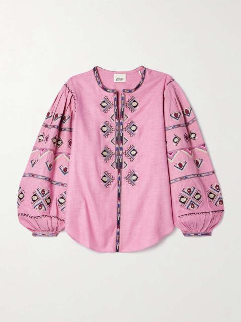 Zielle embellished silk-gauze blouse Pink