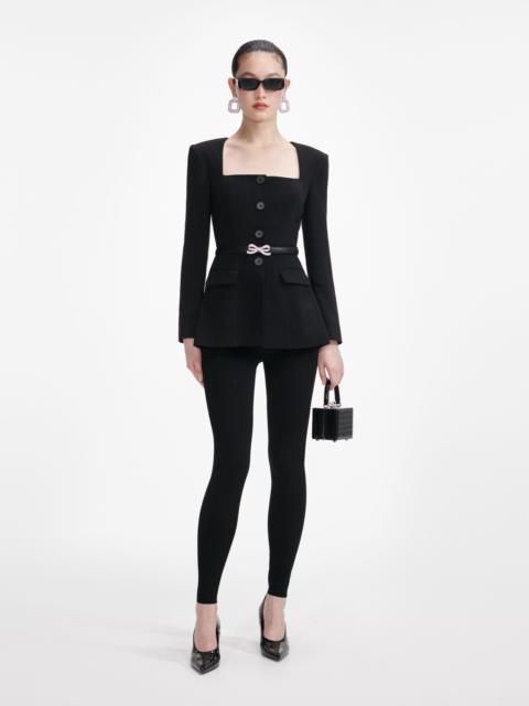 self-portrait Black Crepe Tailored Top