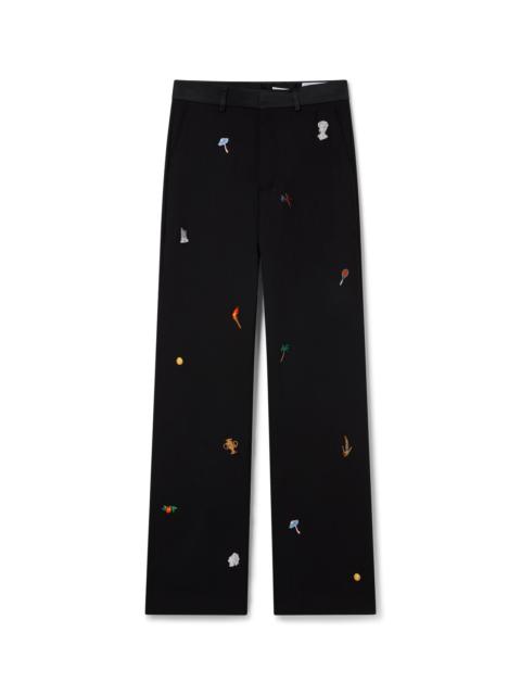 CASABLANCA Embroidered Motif Wool Tailored Trousers | Casablanca Paris