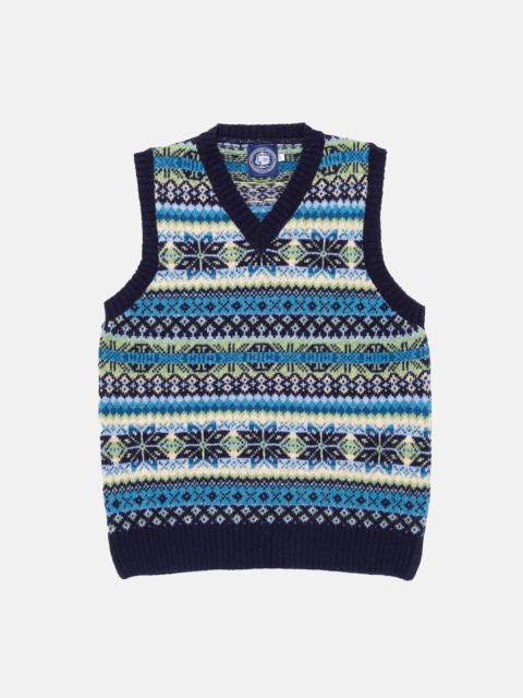 J. PRESS MADE-IN-SCOTLAND BLUE FAIR ISLE SWEATER VEST