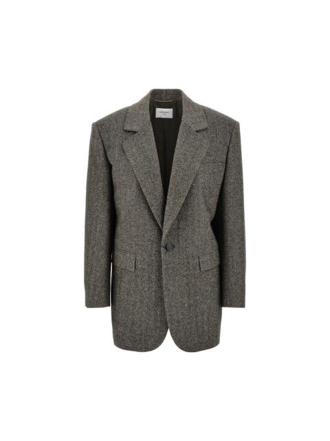 SAINT LAURENT Saint Laurent Wool Jacket Herringbone Brown