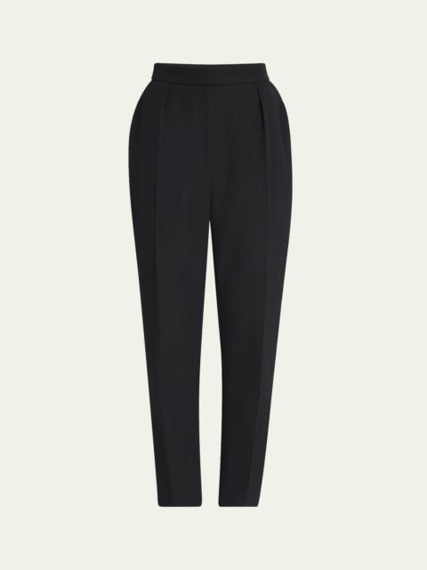 Balmain High Waist Pleated Tailored Wool Trousers