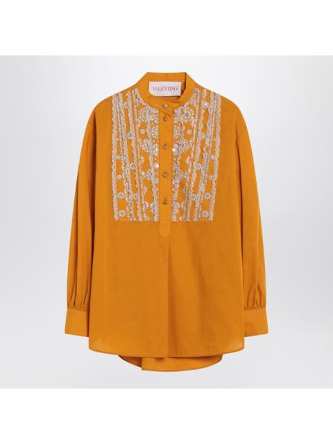 Valentino Valentino Ochre Yellow Shirt With Beads And Lace Women