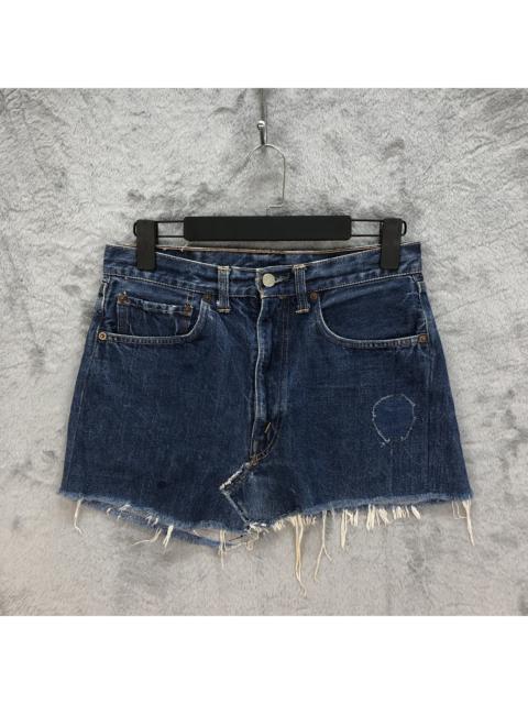 Other Designers Custom - TRASHED LEVIS 502 BIG E JEANS MINI SKIRT BUTTON 8 #5082-40