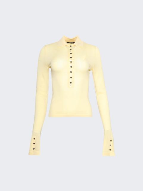 JACQUEMUS The Merino Long Sleeve Polo Shirt Pale Yellow