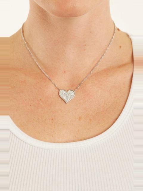 SPRWMN WHITE GOLD LARGE DIAMOND PAVE HEART NECKLACE