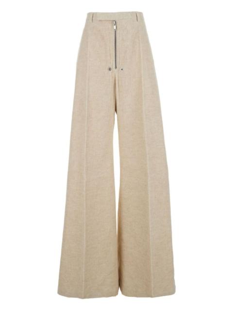 Rick Owens Rick Owens Women Wide Belas Beige Ribbed Trousers