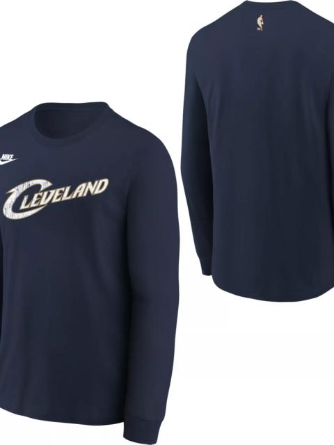 Nike Nike Youth Cleveland Cavaliers Hardwood Classics Navy Wordmark Long Sleeve Shirt