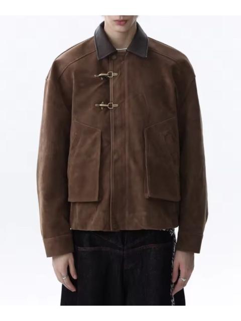 Other Designers Japanese Brand - Suede-Effect PU Leather Trucker Jacket – Boxy Minimalist