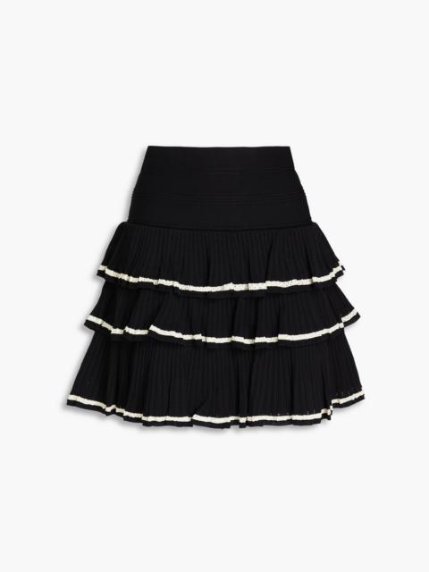 Sandro Tiered ribbed-knit mini skirt