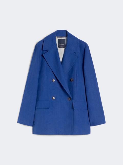 'S Max Mara Double-breasted linen canvas jacket - CORNFLOWER BLUE