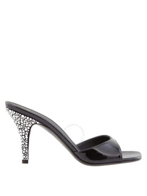 Giuseppe Zanotti Ladies Black Crystal Heel Patent Leather Mules