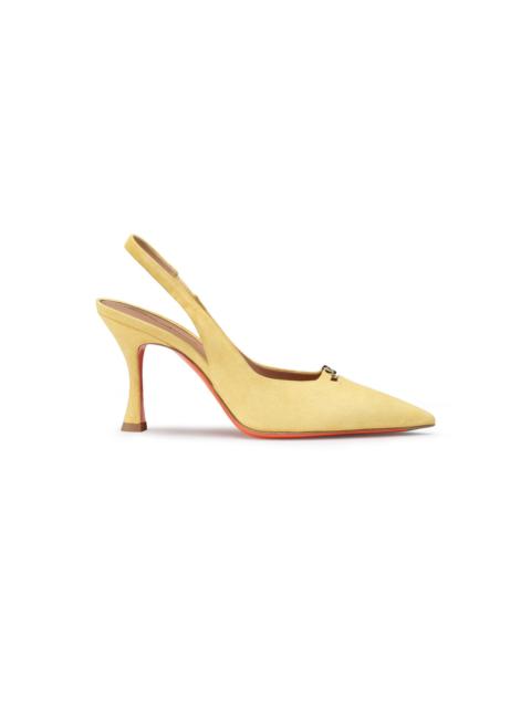 Santoni Women's yellow suede high-heel slingback