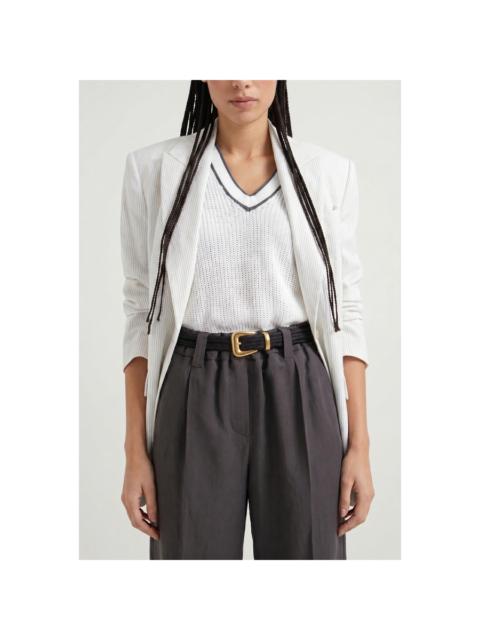 Brunello Cucinelli Brunello Cucinelli Womens Black Woven Belt With Buckle