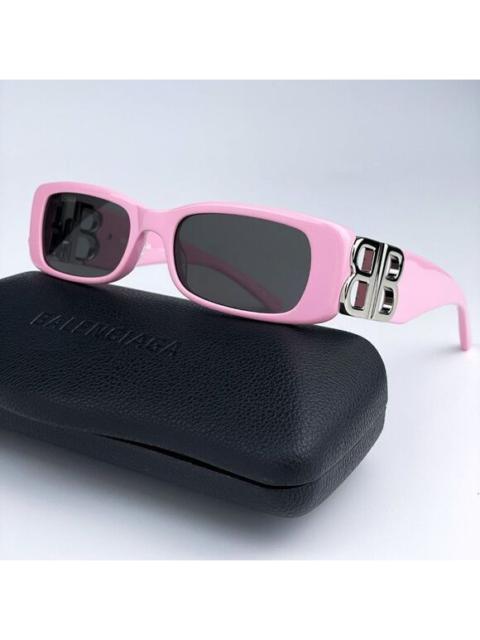 BALENCIAGA NEW Balenciaga BB0096S 012 Pink Silver Logo Grey Rectangle Unisex Sunglasses
