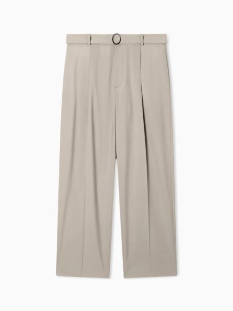 EMPORIO ARMANI TROUSERS WITH PLEATS AND BELT IN STRETCH WOOL CANVAS