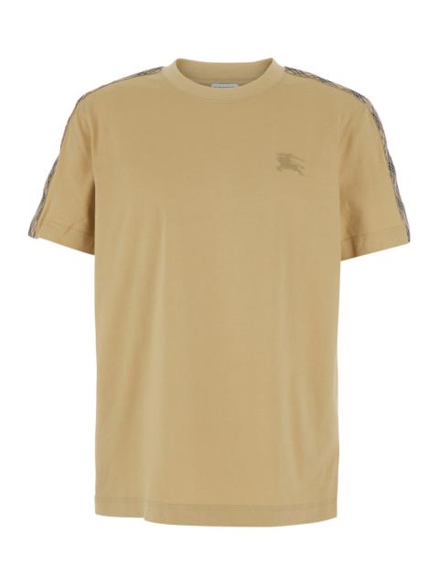 Burberry Burberry Men Beige Crewneck T-Shirt With Ekd Embroidery On The Front And Check Motif On The Sleeves 