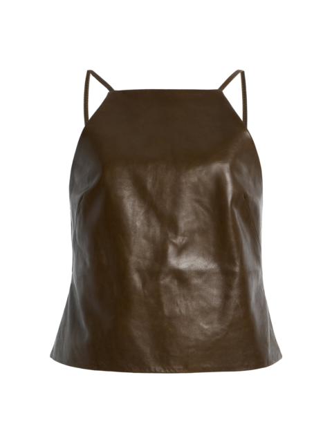 Cult Gaia Juji Leather Top green