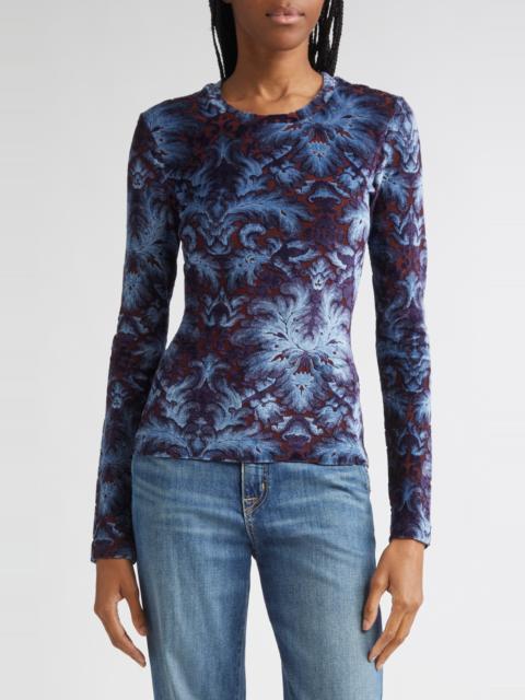 Etro Etro Paisley Flocked Jersey Top in Multicolor Blue Base at Nordstrom